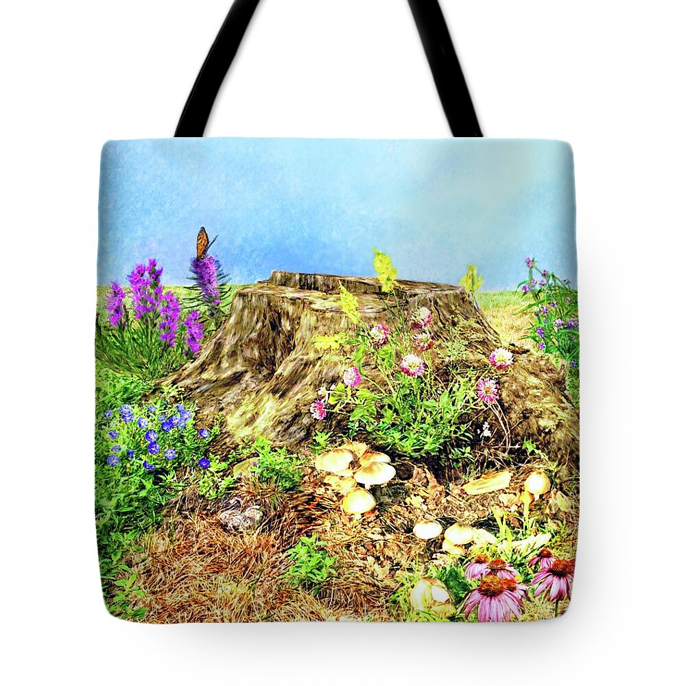 Tree Tote Bag featuring the digital art The Stump by Ric Darrell