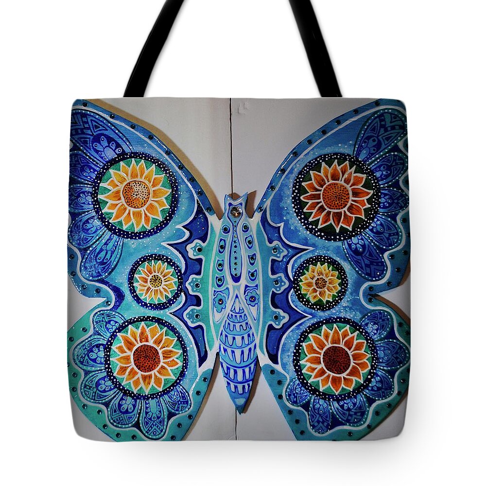 Art On Wood Tote Bag featuring the painting The Summer Butterfly by Patricia Arroyo