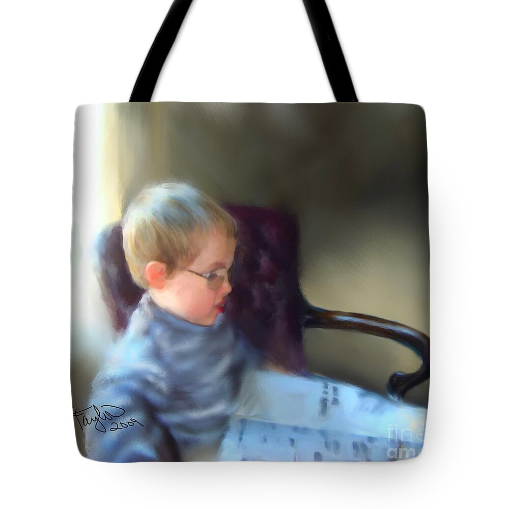 Children Tote Bag featuring the painting The Sunday Paper by Colleen Taylor