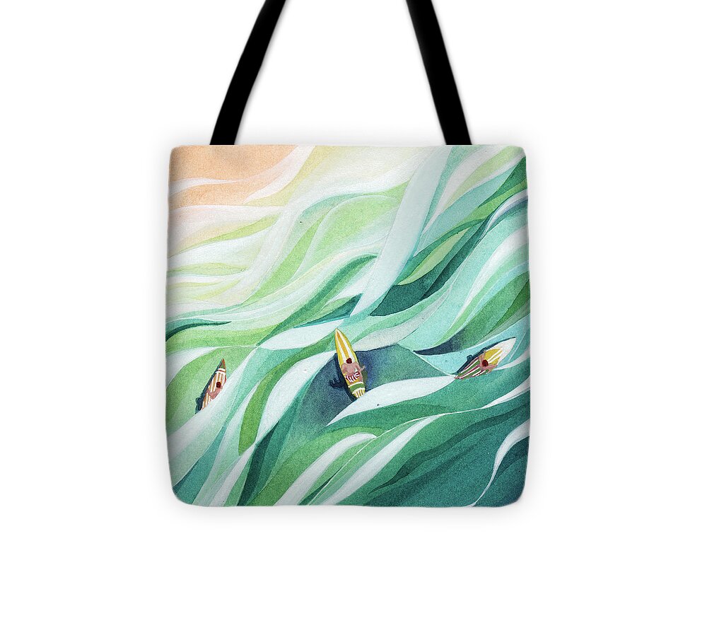Beach Tote Bag featuring the painting The Swell by Stephie Jones