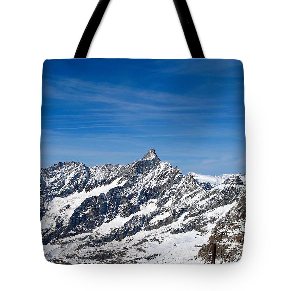 Zermatt Tote Bag featuring the photograph The Swiss Alps by Sue Morris