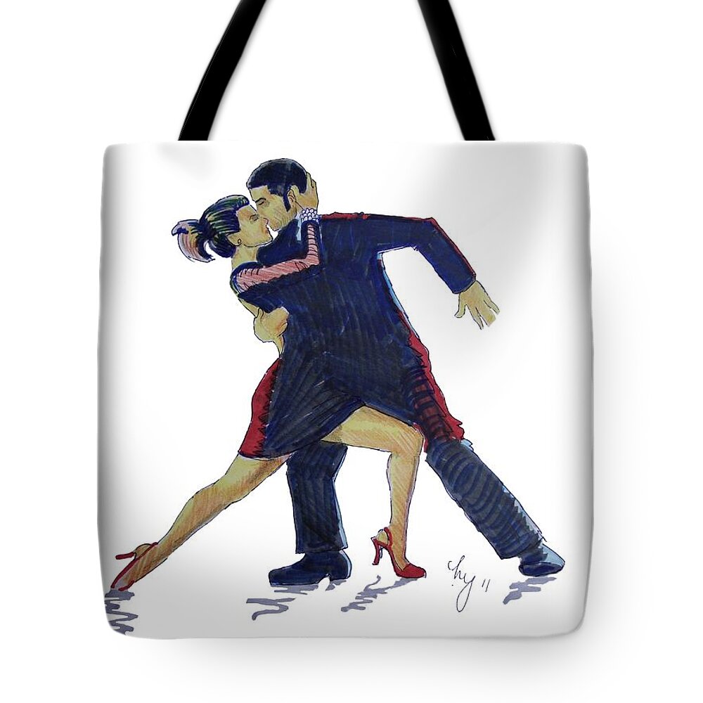 Tango Tote Bag featuring the painting The Tango by Mike Jory