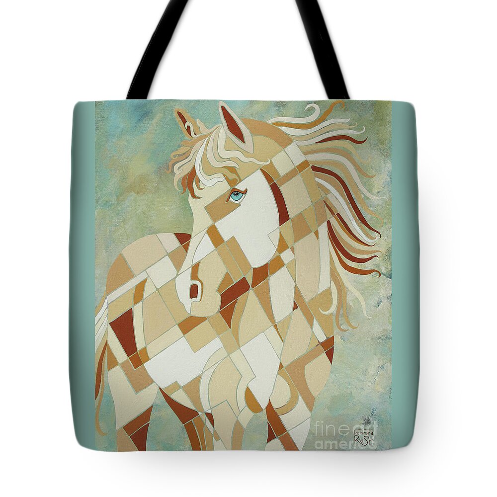 White Horse Tote Bag featuring the painting The Tao of Being Carefree by Barbara Rush