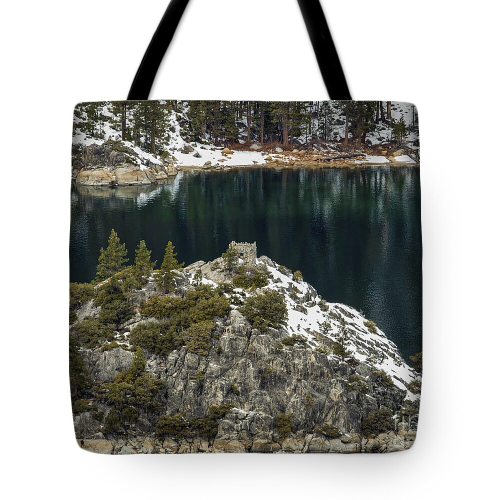 Snow Covered Fannett Island Tote Bag featuring the photograph The Tea House by Mitch Shindelbower