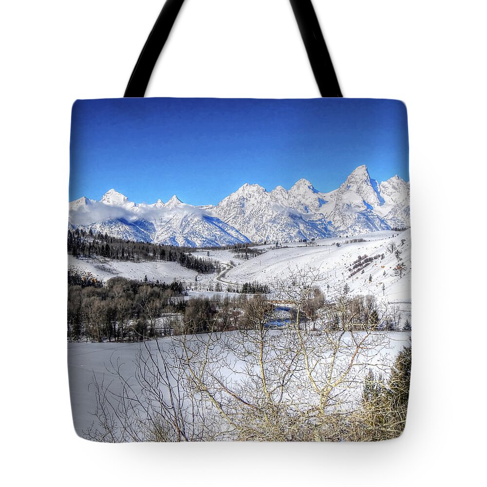 Grand Teton National Park Tote Bag featuring the photograph The Tetons from Gros Ventre Valley by Don Mercer