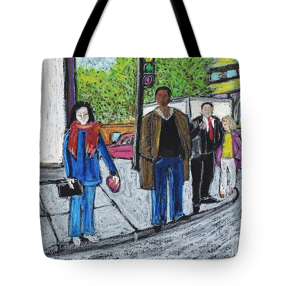 Montreal Tote Bag featuring the painting The Tourist by Reb Frost