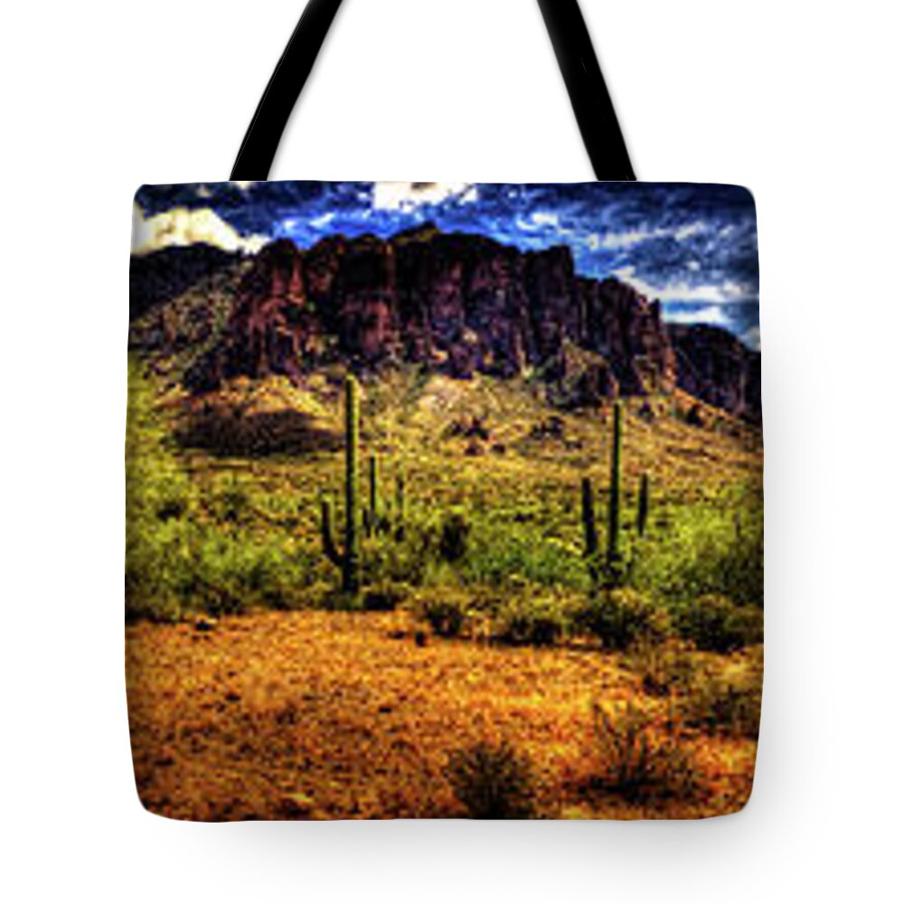 Arizona Tote Bag featuring the photograph The Trail Turns Toward Superstition Mountain by Roger Passman