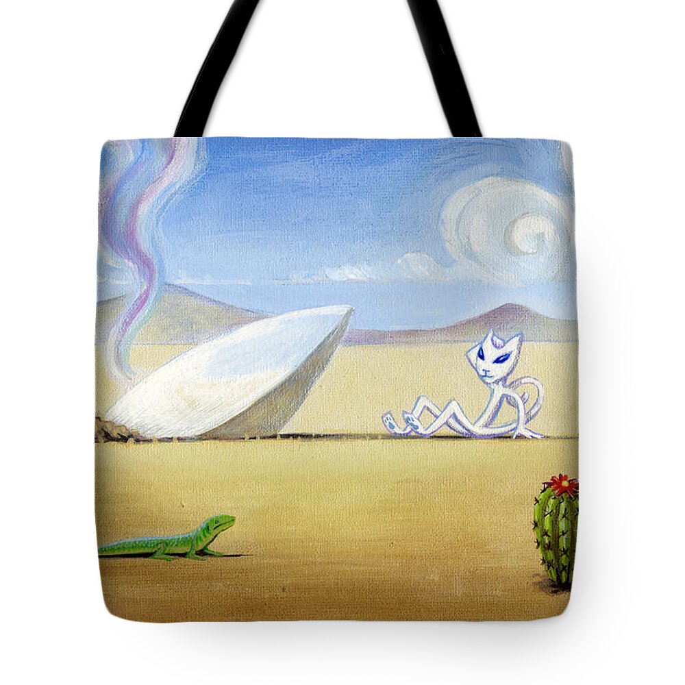 Deecken Tote Bag featuring the painting The Truth about Roswell by John Deecken