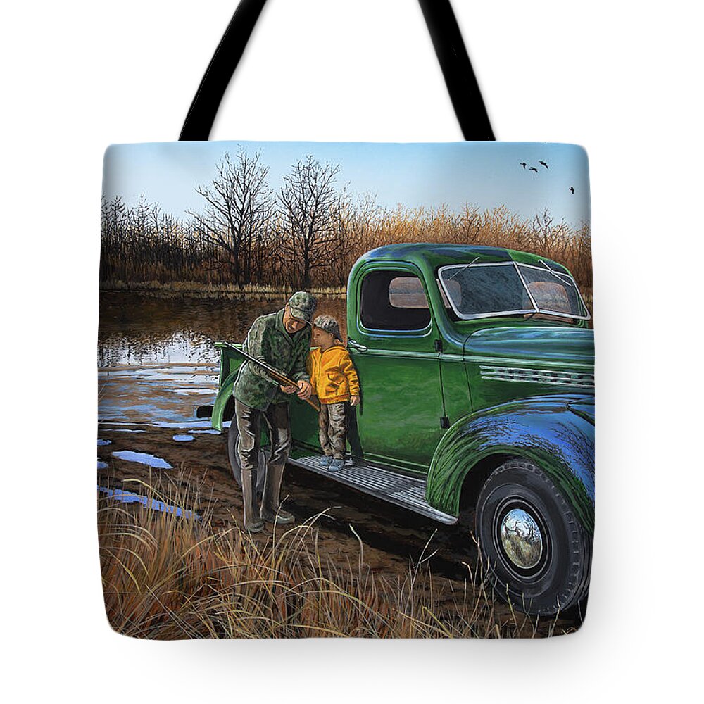 Truck Tote Bag featuring the painting The Understudy by Anthony J Padgett