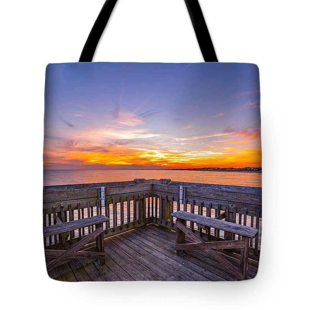 Folly Beach Tote Bag featuring the photograph The View Folly Beach SC by Donnie Whitaker