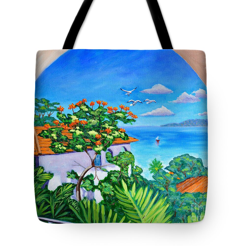 Seascape Tote Bag featuring the painting The View From A Window by Laura Forde