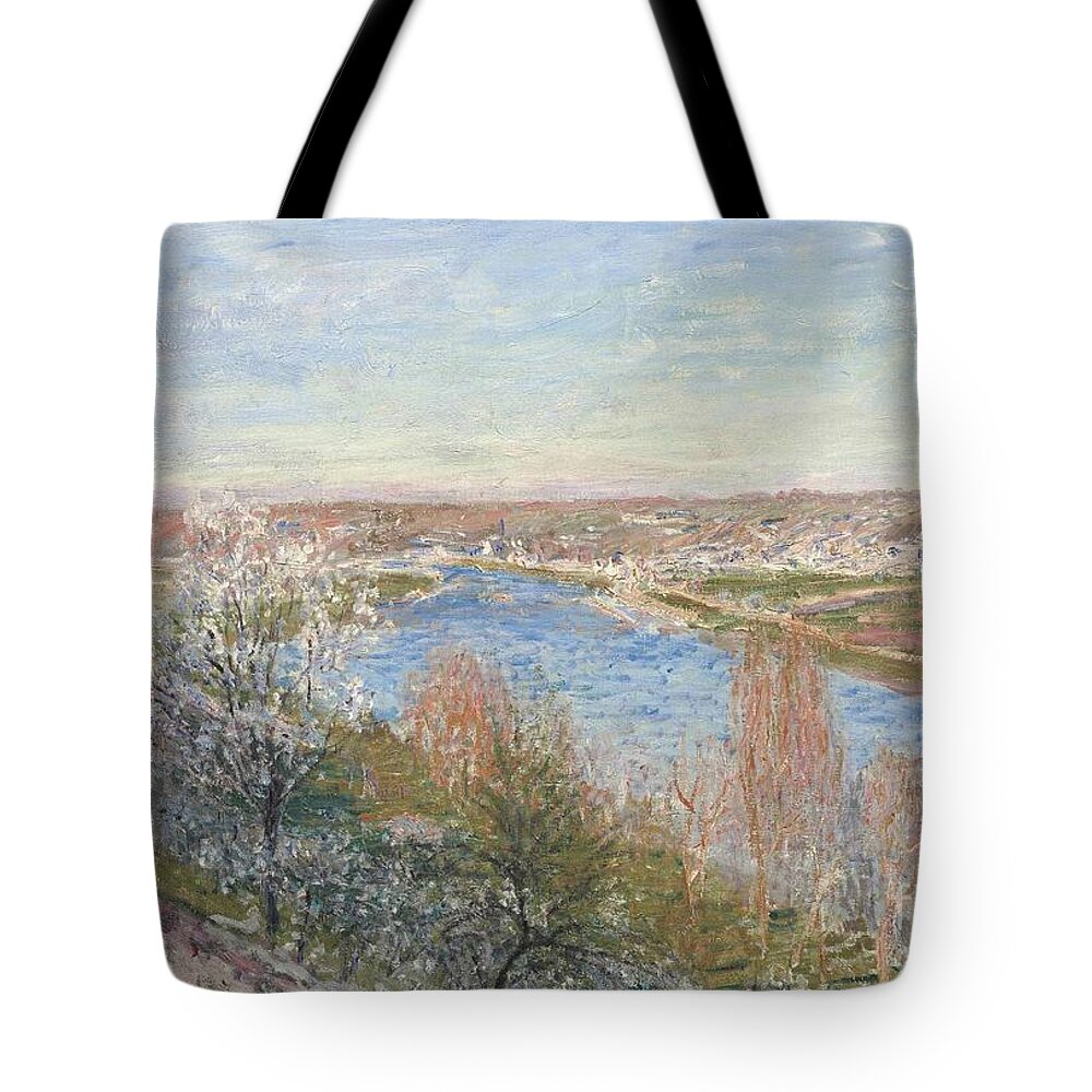 The Village In Champagne Tote Bag featuring the painting The Village in Champagne by MotionAge Designs