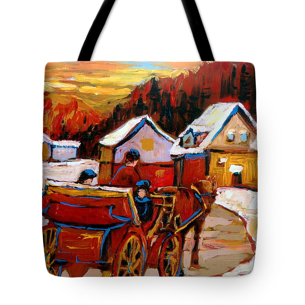 Saint Jerome Tote Bag featuring the painting The Village Of Saint Jerome by Carole Spandau