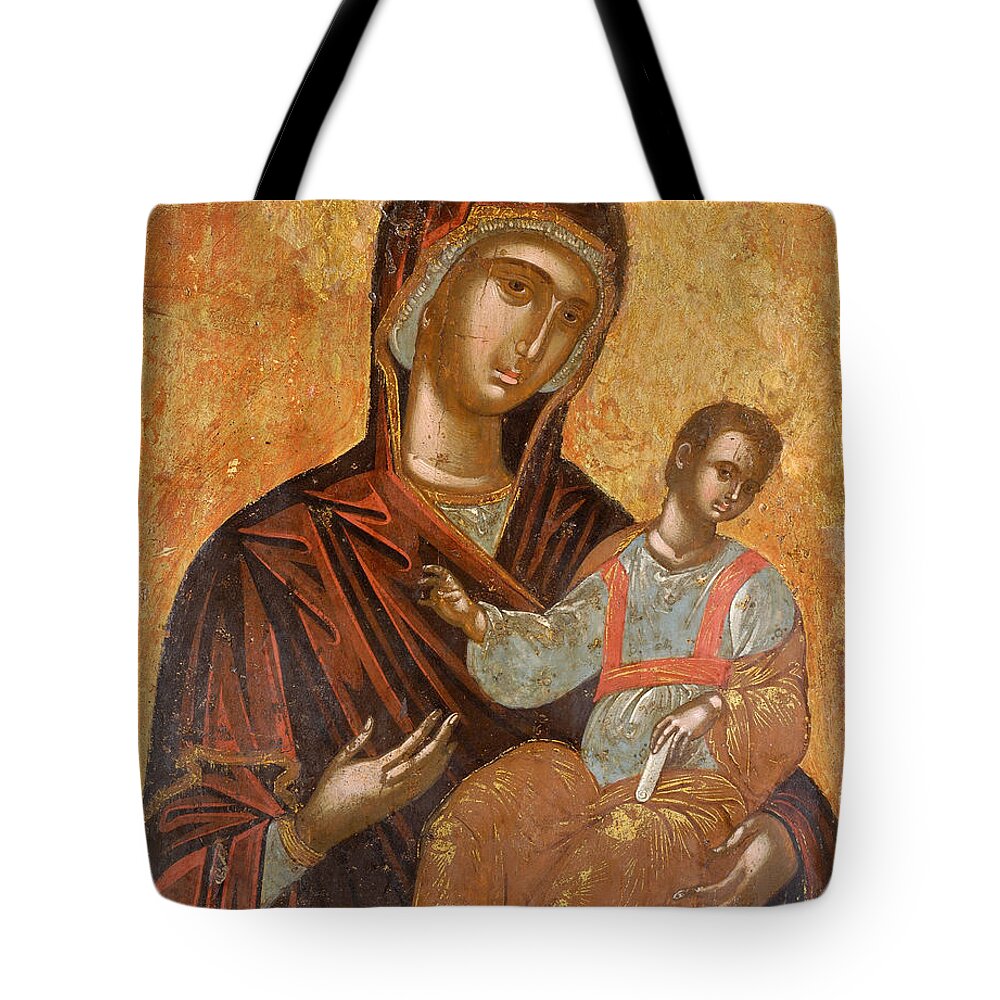 Cretan Workshop Tote Bag featuring the painting The Virgin Hodegetria by Cretan workshop