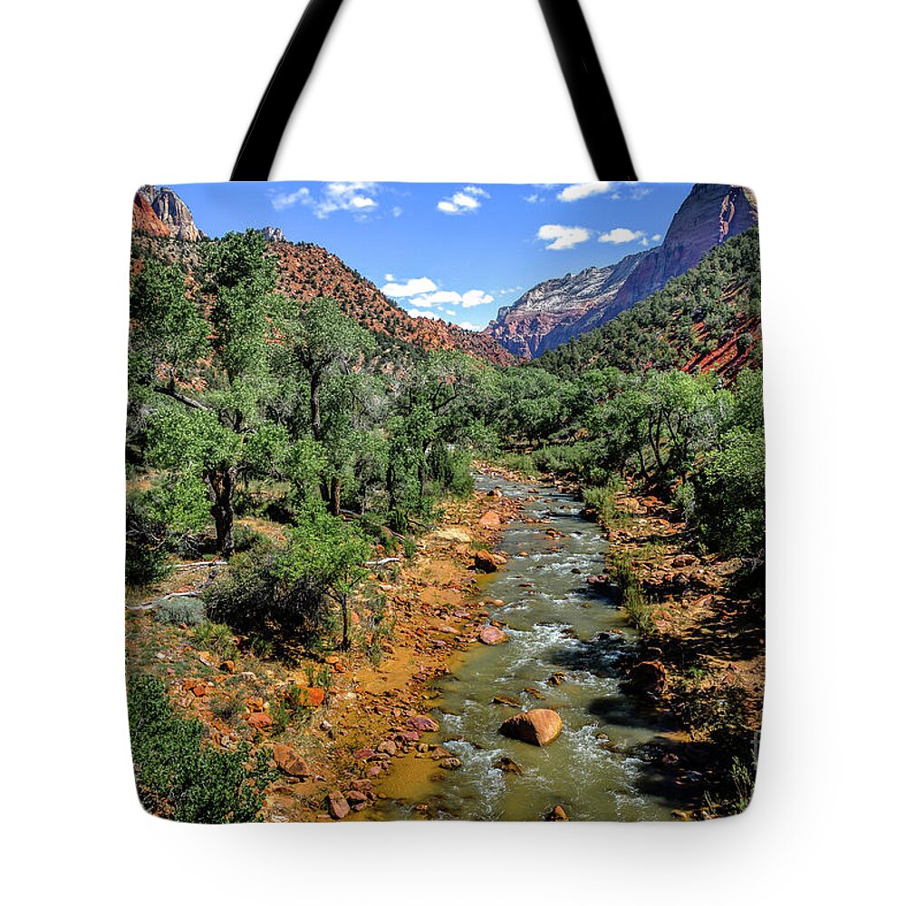  Tote Bag featuring the photograph The Virgin River Zion Park by Hugh Walker