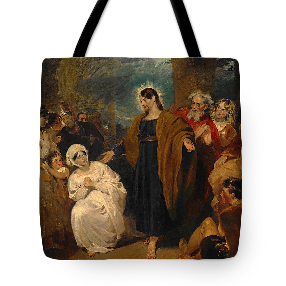 George Henry Harlow Tote Bag featuring the painting The Virtue of Faith by George Henry Harlow
