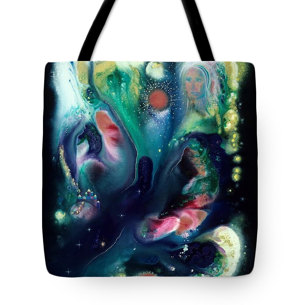 Angel Tote Bag featuring the painting The Vision of St. Teresa by Lee Pantas