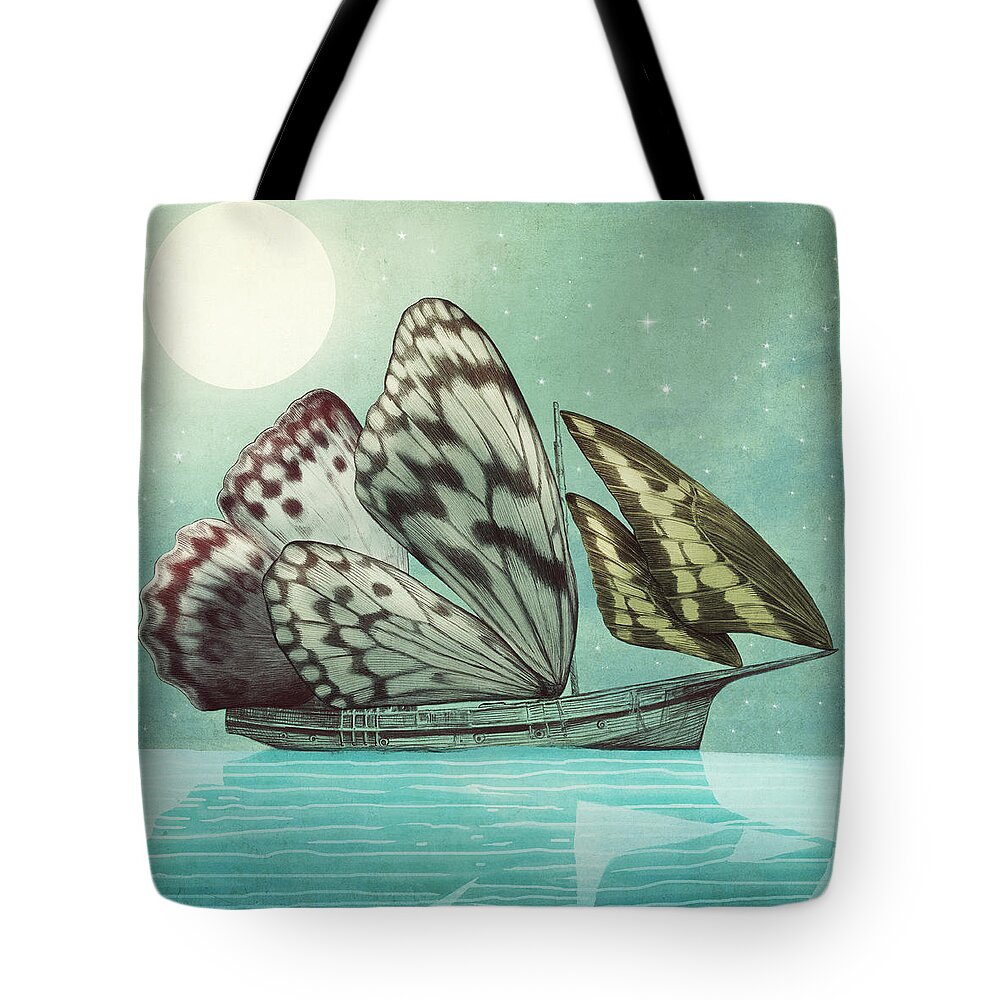 Butterfly Tote Bag featuring the drawing The Voyage by Eric Fan