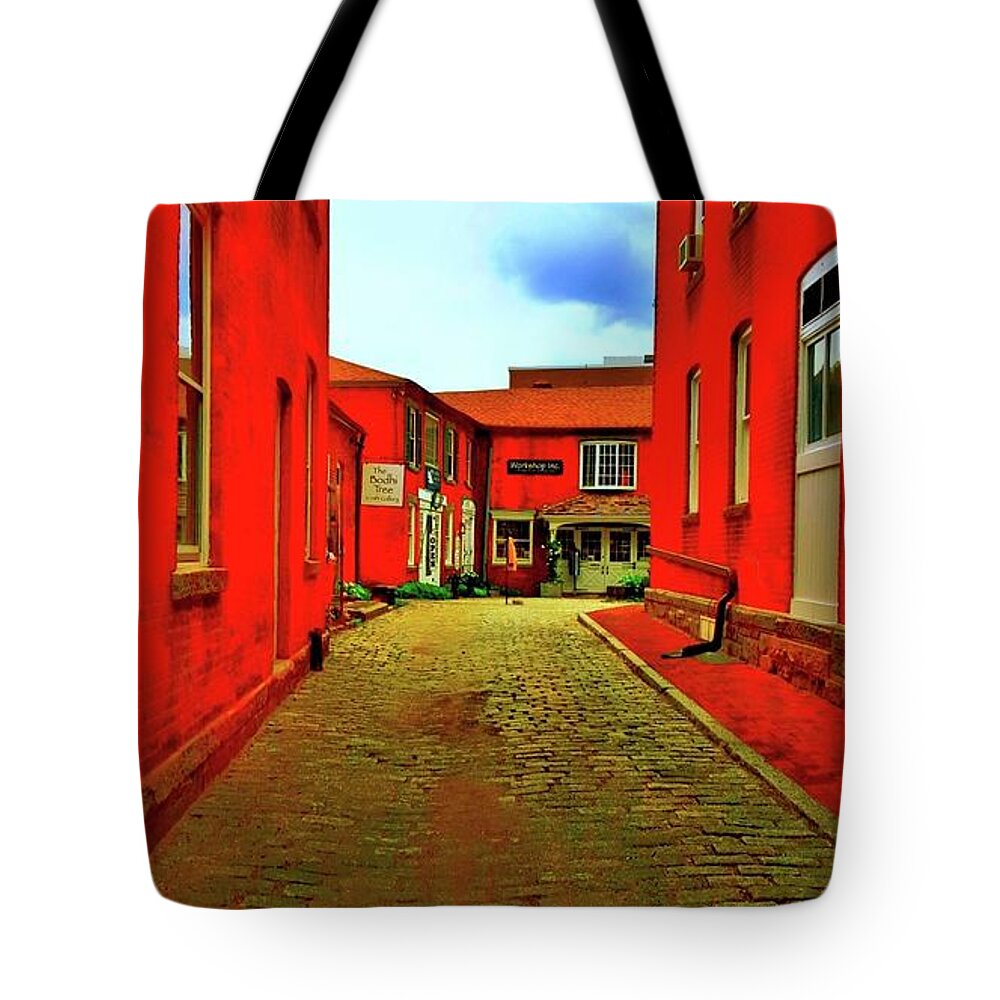 Brick Tote Bag featuring the photograph The Walk by Dani McEvoy