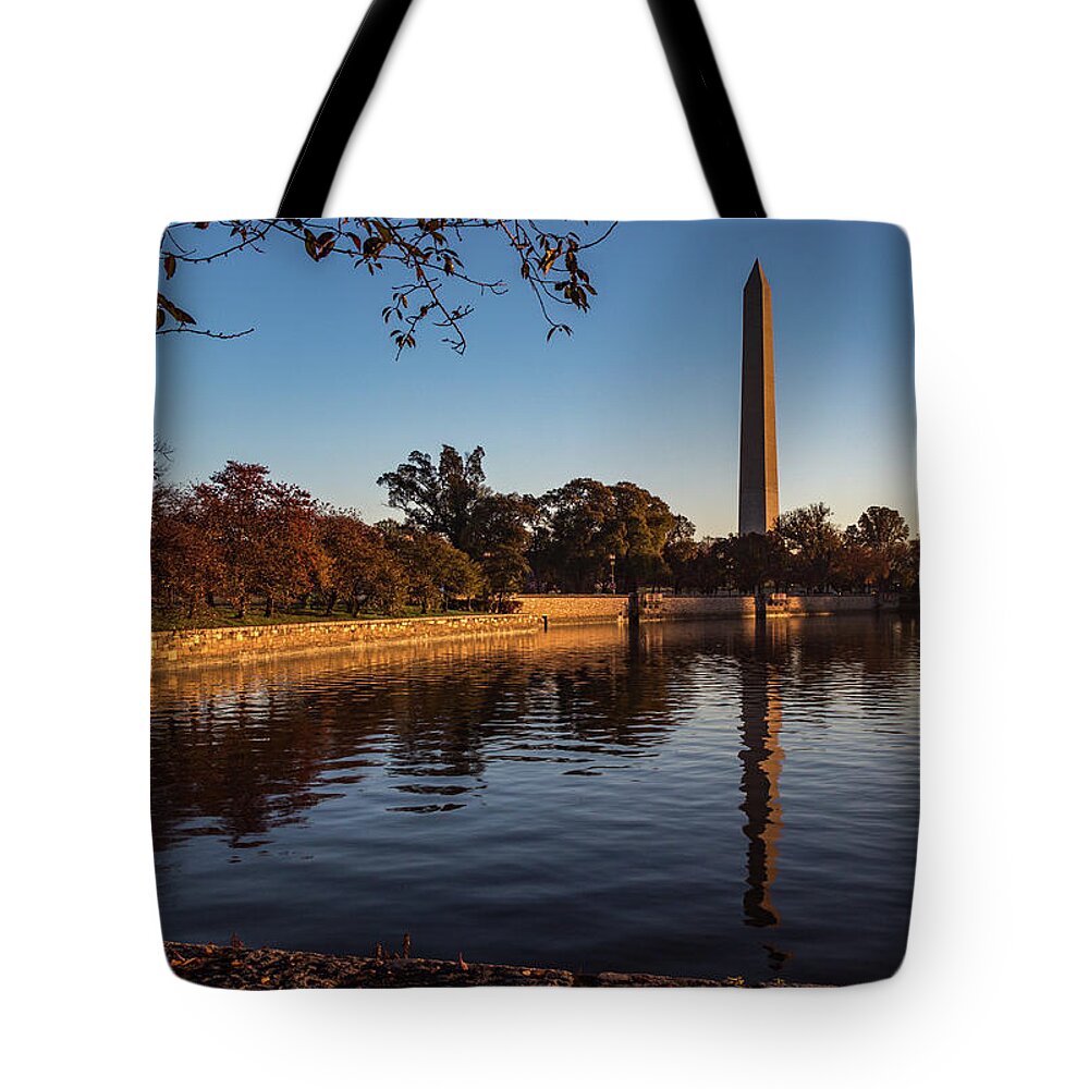 Architecture Tote Bag featuring the photograph The Washington in Fall by Ed Clark