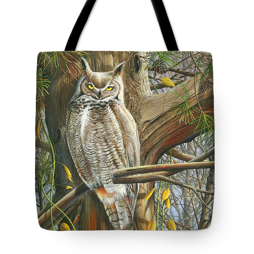 Fall Tote Bag featuring the painting The Watchman by Mike Brown