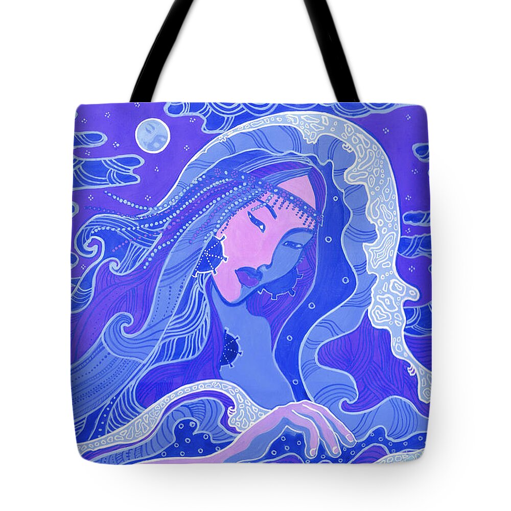 Fantasy Tote Bag featuring the painting The Wave by Julia Khoroshikh
