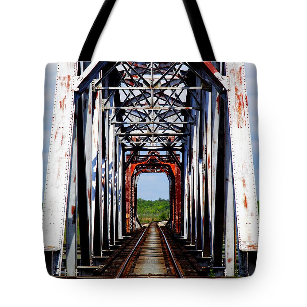Train Tressels Tote Bag featuring the photograph The Way is Clear by Karen Wiles