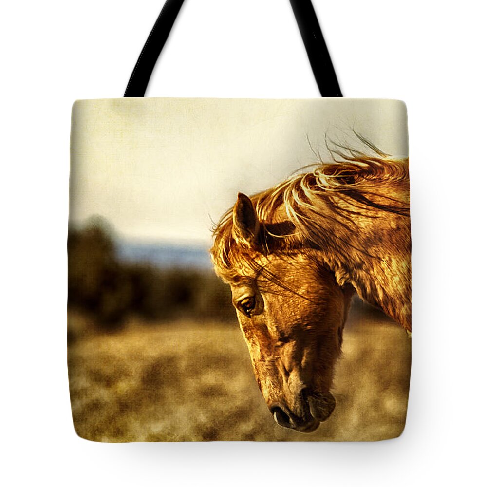 Wild Horses Tote Bag featuring the photograph The Weight of the World by Belinda Greb