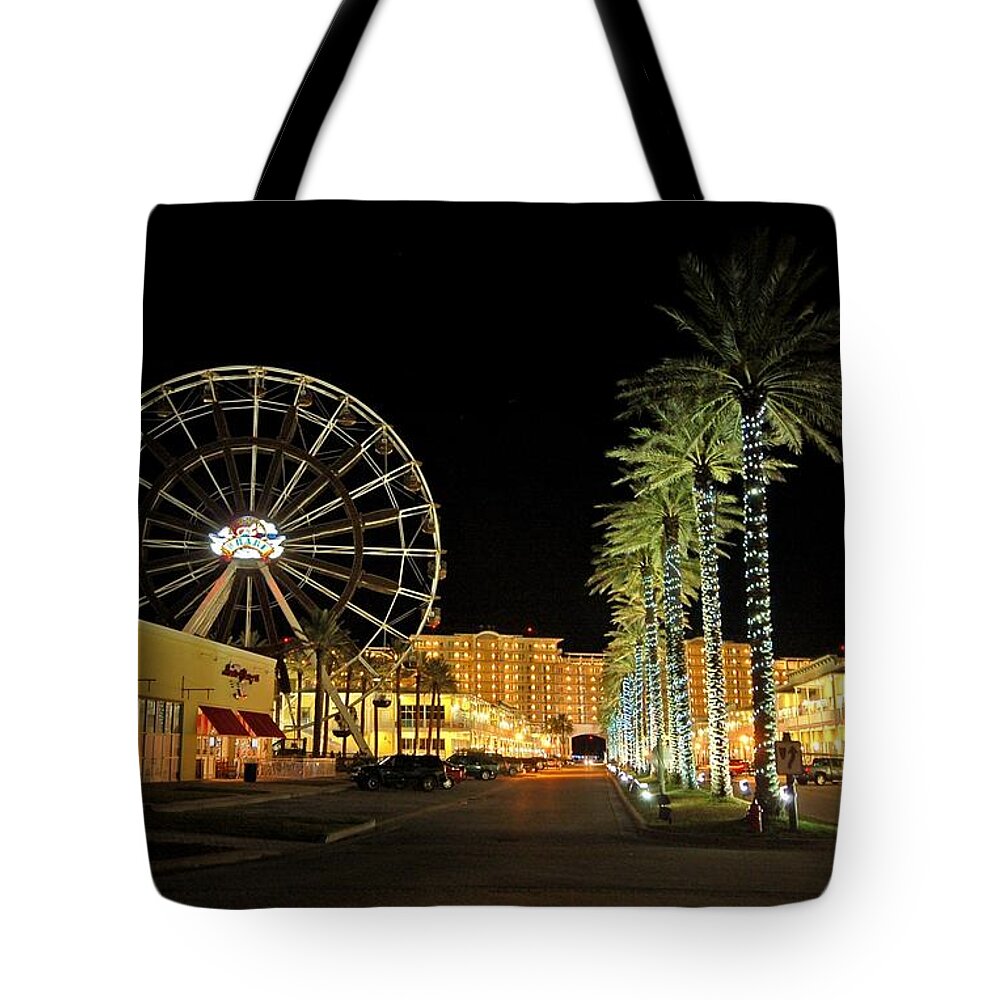 Orange Beach Tote Bag featuring the photograph The Wharf at Night by Michael Thomas