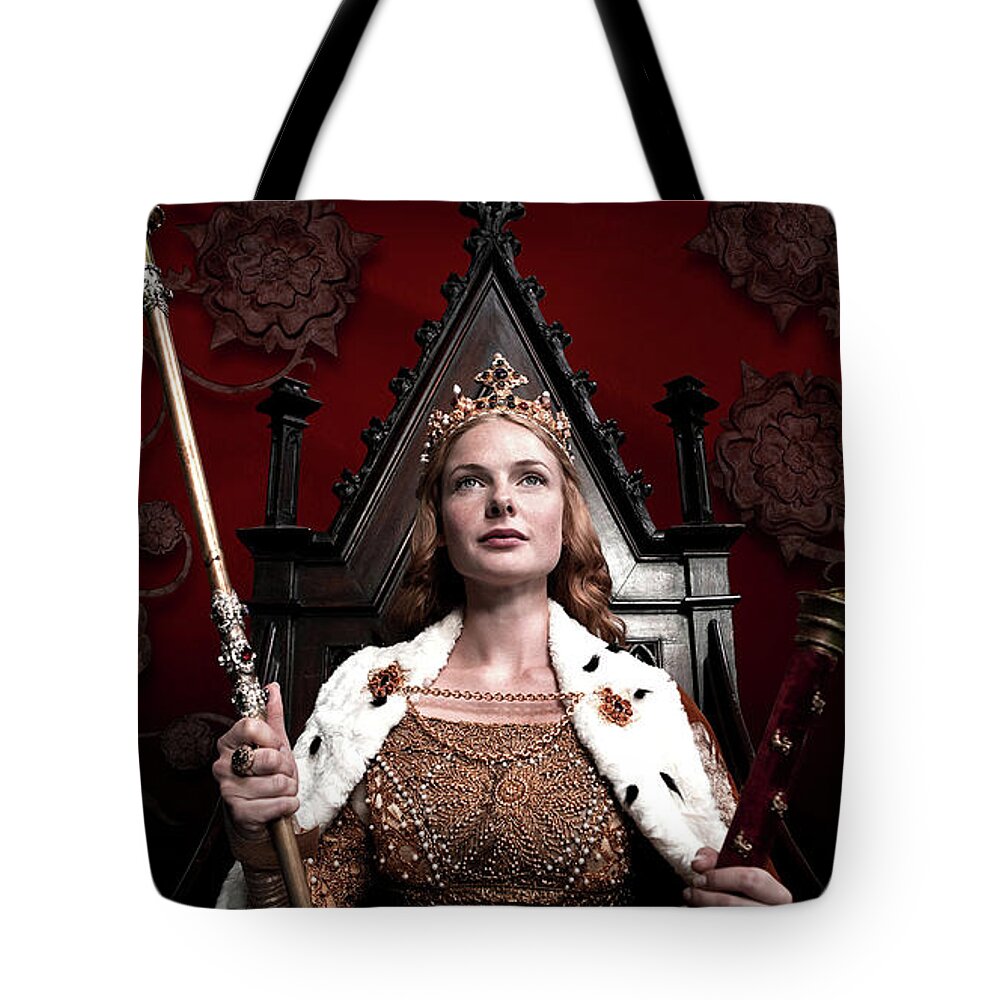 The White Queen Tote Bag featuring the digital art The White Queen by Super Lovely