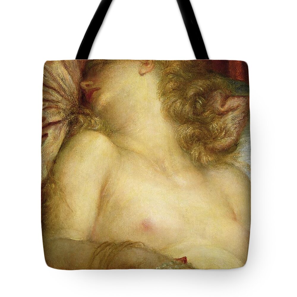 The Wife Of Plutus Tote Bag featuring the painting The Wife of Plutus by George Frederic Watts