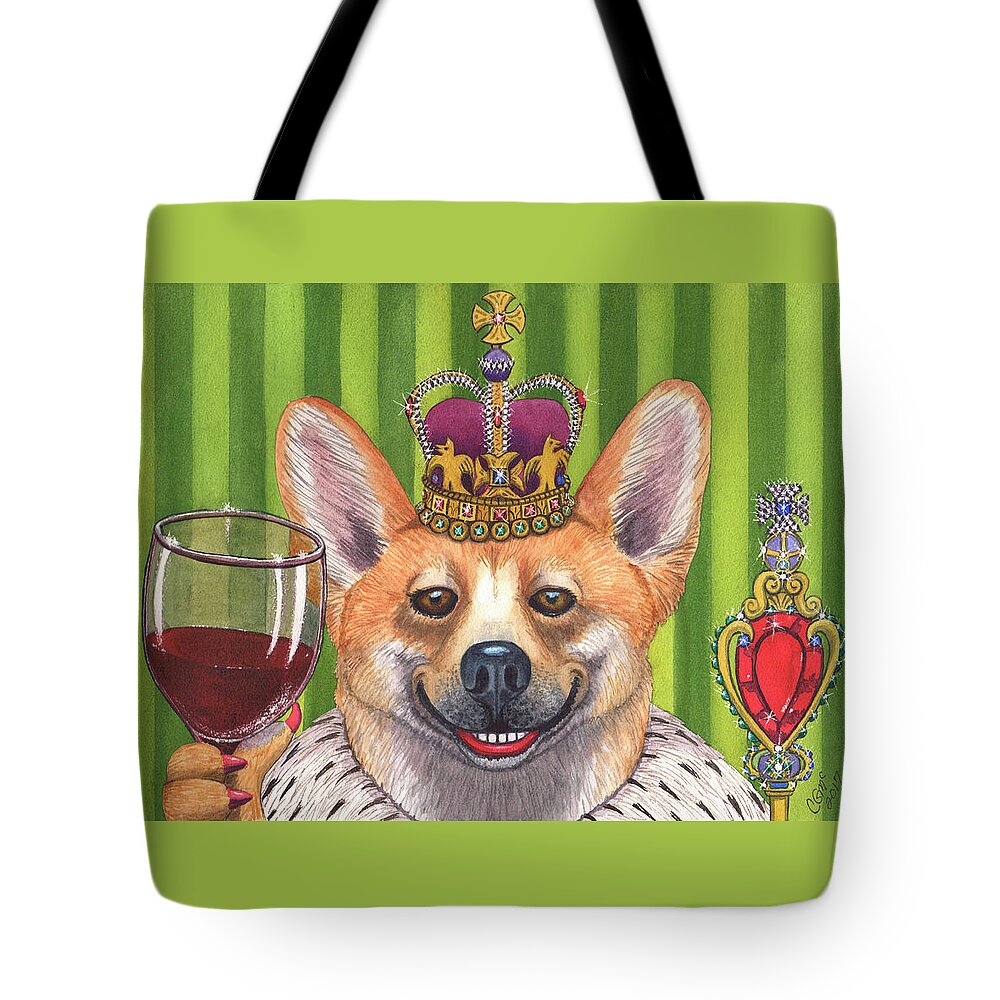 Welsh Corgi Tote Bag featuring the painting The Wining Queen by Catherine G McElroy