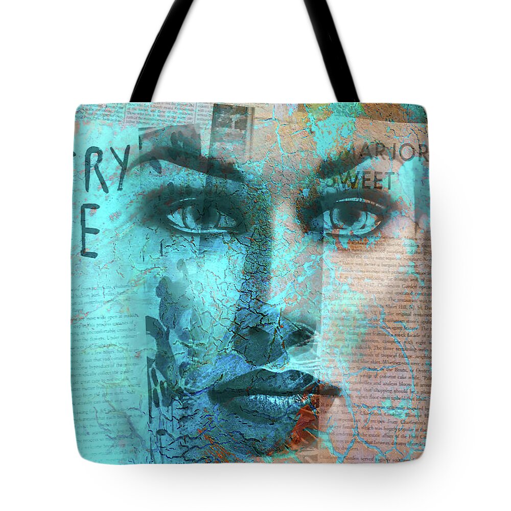 Letter Tote Bag featuring the digital art The woman behind the letters by Gabi Hampe