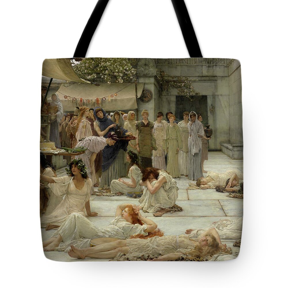 God Of Wine Tote Bag featuring the painting The Women of Amphissa #4 by Sir Lawrence Alma-Tadema