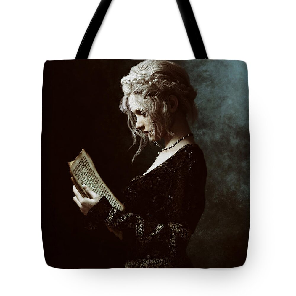 The Word Tote Bag featuring the digital art The Word by Shanina Conway