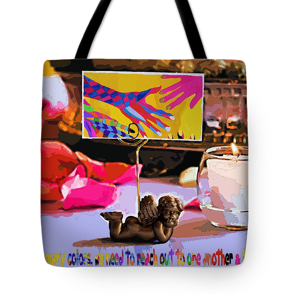 Angels Tote Bag featuring the digital art The World is Many Colors by Laura Smith