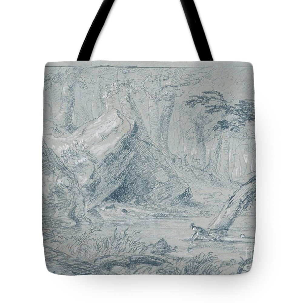 Thomas Cole Tote Bag featuring the painting The Wounded Indian Slaking by MotionAge Designs