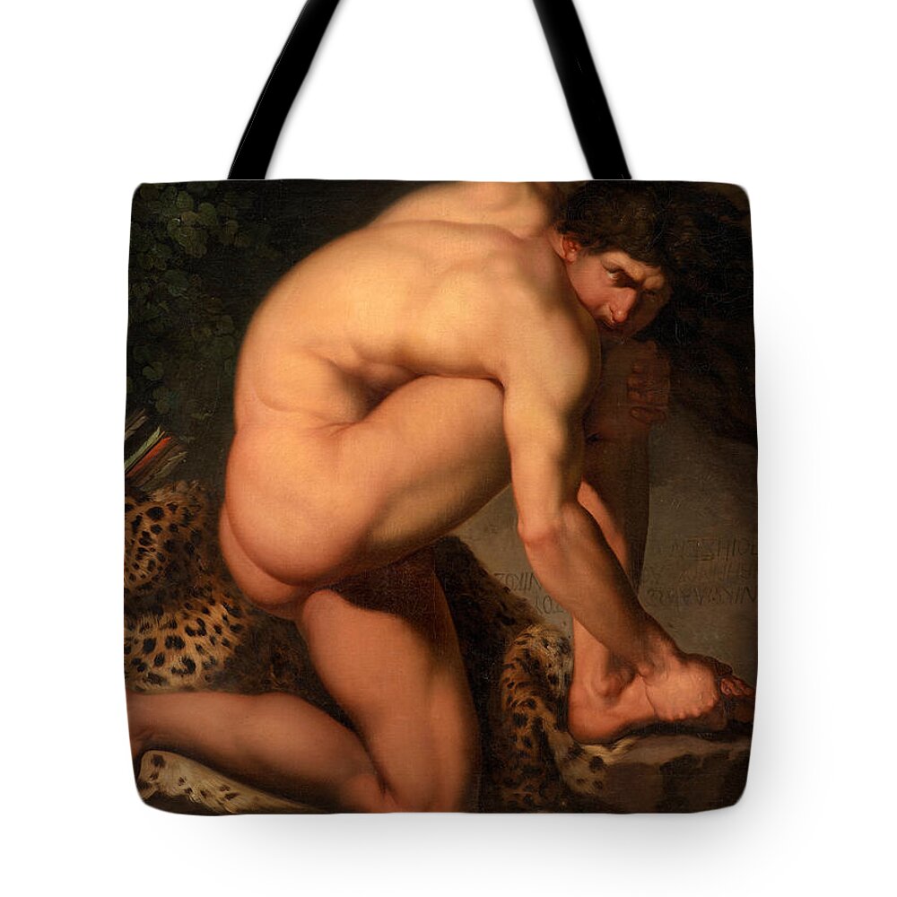 Nicolai Abraham Abildgaard Tote Bag featuring the painting The Wounded Philoctetes by Nicolai Abraham Abildgaard