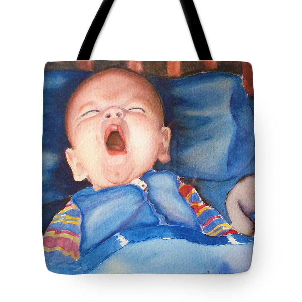 Baby Tote Bag featuring the painting The Yawn by Marilyn Jacobson