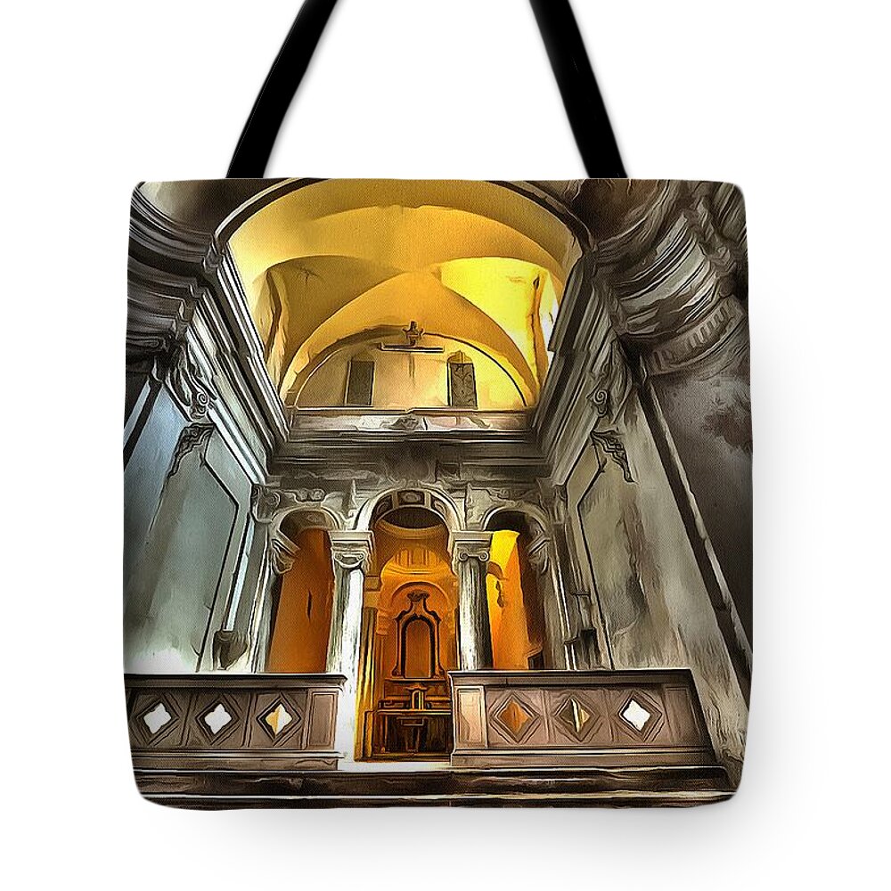 Chiesa Abbandonata Tote Bag featuring the photograph THE YELLOW LIGHT CHURCH 1p - La chiesa della luce gialla 1p by Enrico Pelos