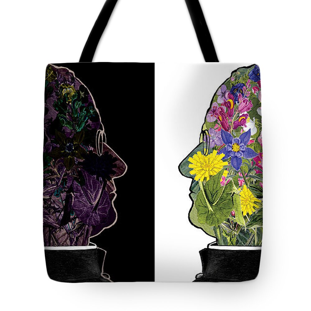 Science Tote Bag featuring the mixed media The Yin Yang of Gregor Mendel by Norman Klein