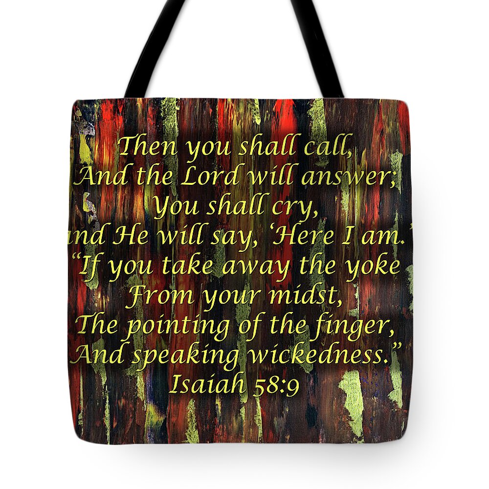 Christian Tote Bag featuring the painting The Yoke with scripture by Vicki Hawkins