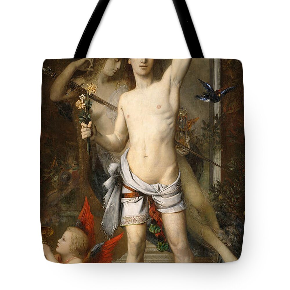 Gustave Moreau Tote Bag featuring the painting The Young Man And Death by Gustave Moreau