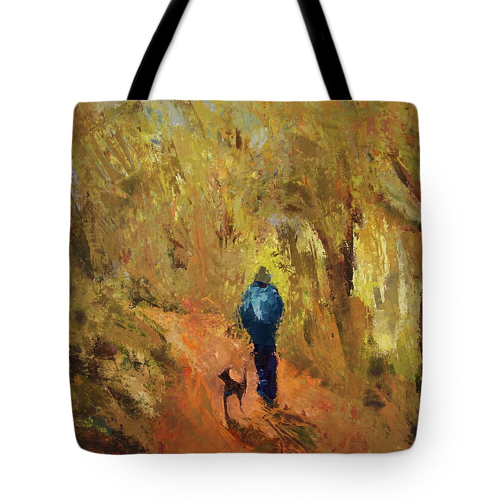Oil Painting Tote Bag featuring the painting Their steps soft and wild by Suzy Norris