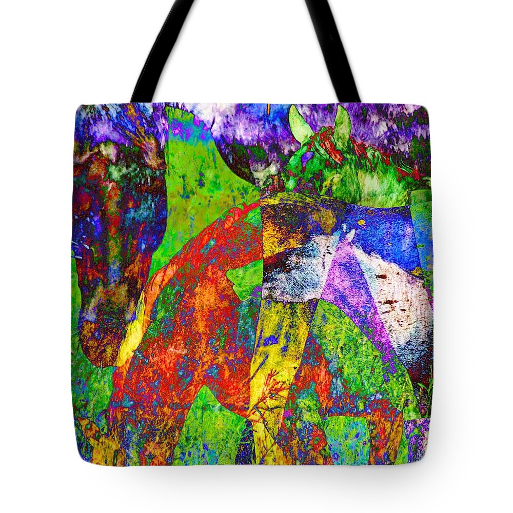 Horses Tote Bag featuring the photograph Then There Were Four by Toma Caul