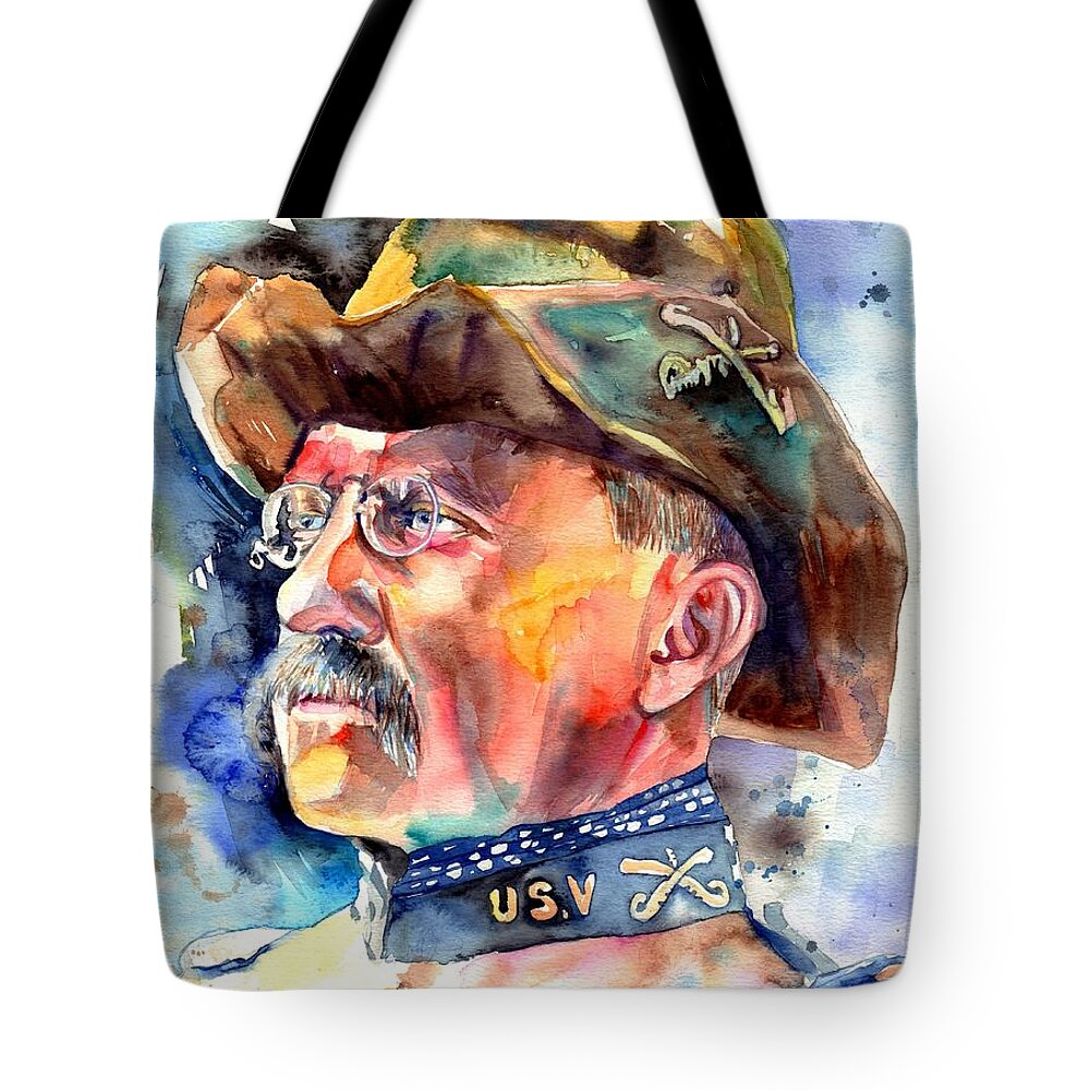 Theodore Roosevelt Tote Bag featuring the painting Theodore Roosevelt painting by Suzann Sines