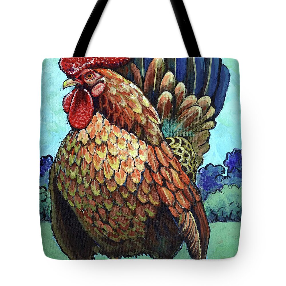 Rooster Tote Bag featuring the painting Theodore Roostervelt by Ande Hall