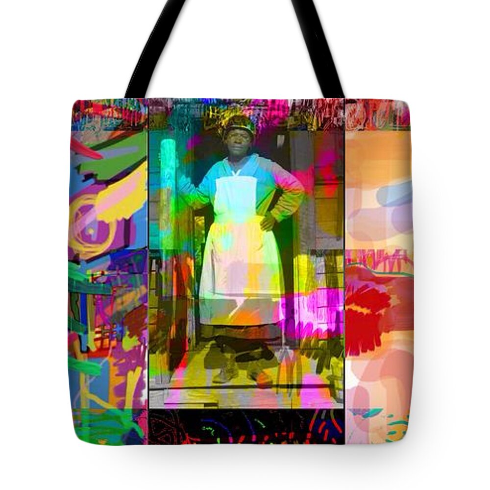 Black Woman Tote Bag featuring the digital art The Porch II by Joe Roache