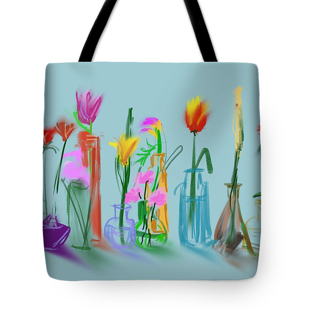 Digital Tote Bag featuring the digital art There Are Always Flowers For Those Who Want To See Them by Bonny Butler