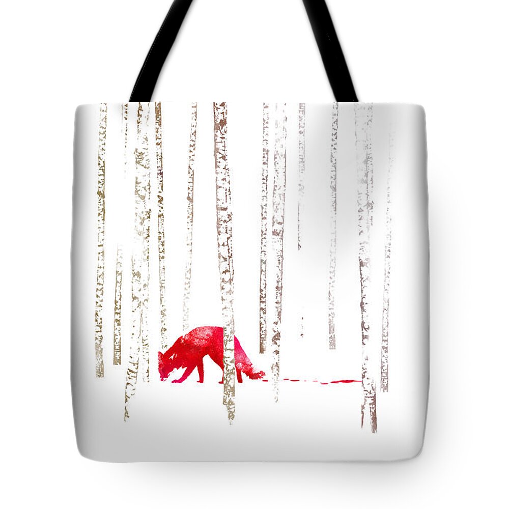 Fox Tote Bag featuring the mixed media There's nowhere to run by Robert Farkas
